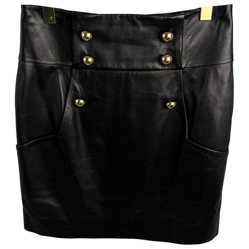 Pre-owned Alexandre Vauthier Leather Mini Skirt In Black