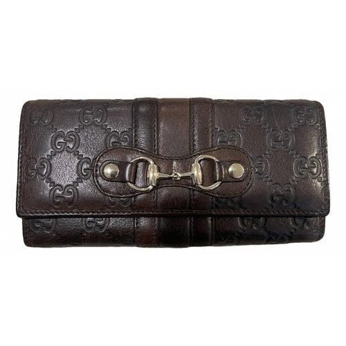 Pre-owned Gucci Continental Leather Wallet In Brown