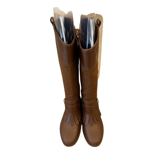 Pre-owned Ferragamo Leather Riding Boots In Brown