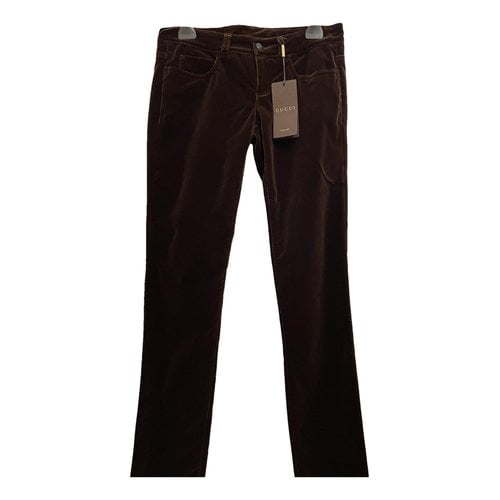 Pre-owned Gucci Velvet Trousers In Brown