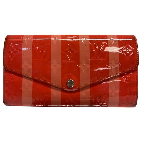 Pre-owned Louis Vuitton Patent Leather Card Wallet In Orange