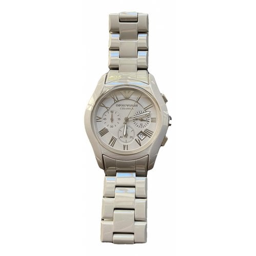 Pre-owned Emporio Armani Ceramic Watch In Grey