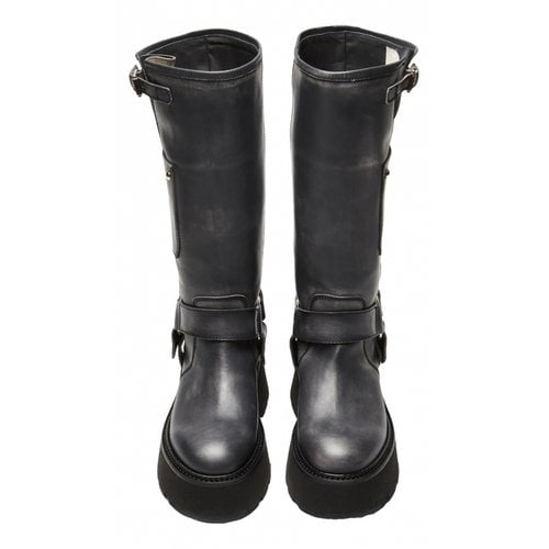 Pre-owned N°21 Leather Biker Boots In Black