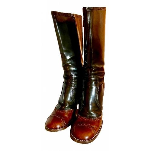 Pre-owned Dolce & Gabbana Patent Leather Boots In Green