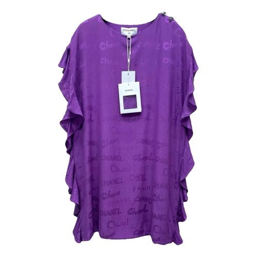 Pre-owned Chanel Silk Mid-length Dress In Purple