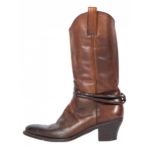 Pre-owned Gucci Leather Boots In Brown