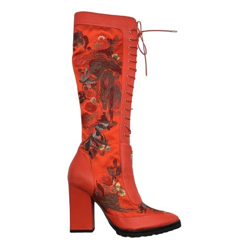 Pre-owned Shiatzy Chen Leather Boots In Red