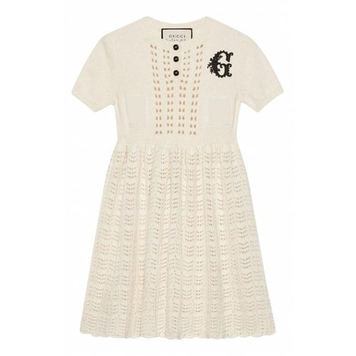 Pre-owned Gucci Wool Mini Dress In White