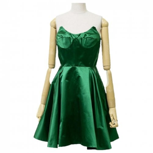 Pre-owned Miu Miu Silk Mini Dress In Green