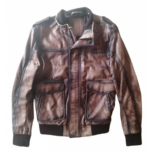 Pre-owned Salsa Leather Jacket In Camel