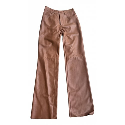 Pre-owned Loro Piana Leather Straight Pants In Gold