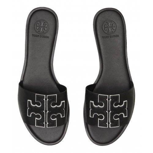Pre-owned Tory Burch Leather Sandal In Black