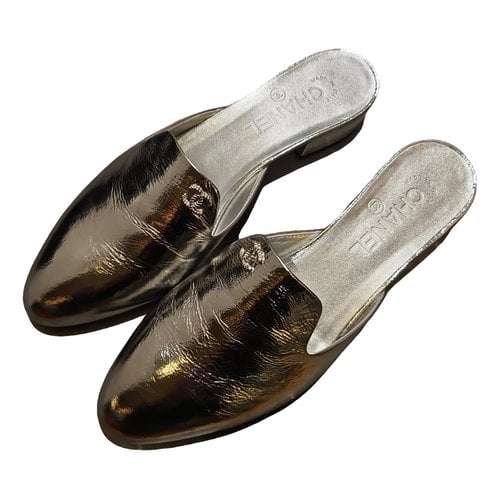 Pre-owned Chanel Leather Mules & Clogs In Metallic