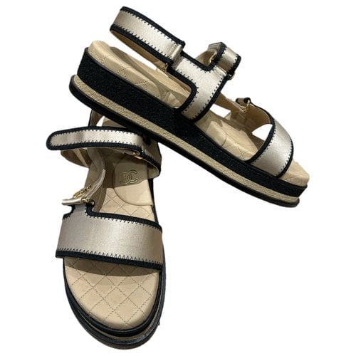 Pre-owned Chanel Dad Sandals Cloth Sandal In Gold