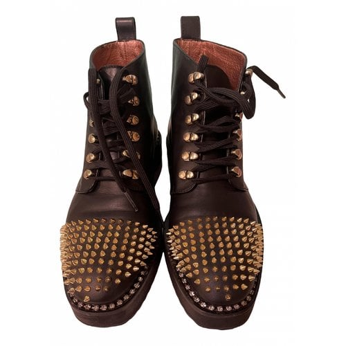Pre-owned Ras Leather Lace Up Boots In Black