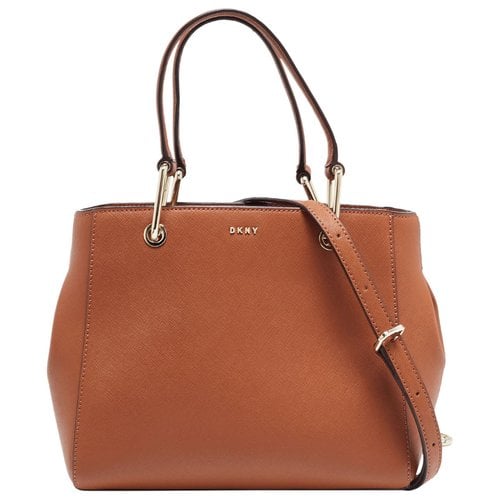 Pre-owned Dkny Leather Tote In Brown
