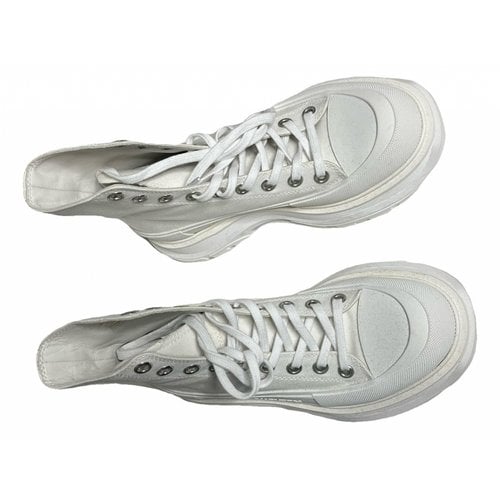 Pre-owned Alexander Mcqueen Tread Slick Cloth Trainers In White