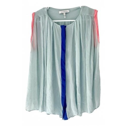 Pre-owned Sandro Silk Blouse In Turquoise