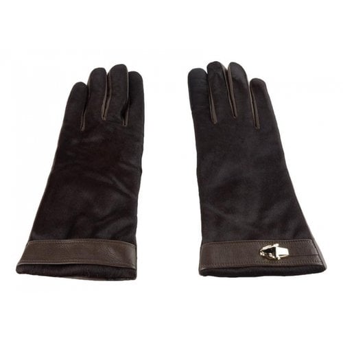Pre-owned Class Cavalli Leather Gloves In Brown