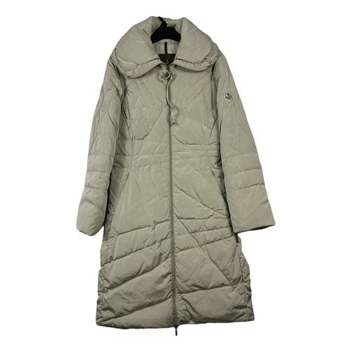 Pre-owned Moncler Long Puffer In Beige