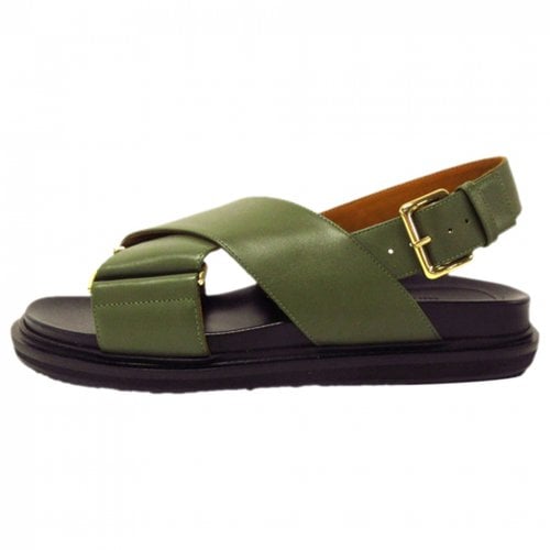 Pre-owned Marni Fussbett Leather Sandals In Green