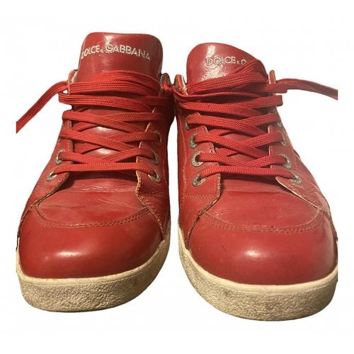 Pre-owned Dolce & Gabbana Patent Leather Low Trainers In Red