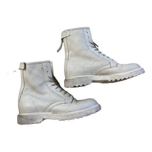 Pre-owned Woolrich Leather Lace Up Boots In White