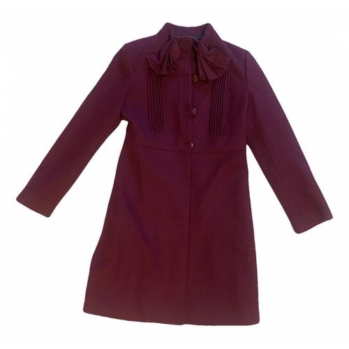 Pre-owned Moschino Love Wool Coat In Purple