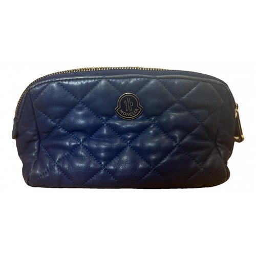 Pre-owned Moncler Leather Clutch Bag In Blue