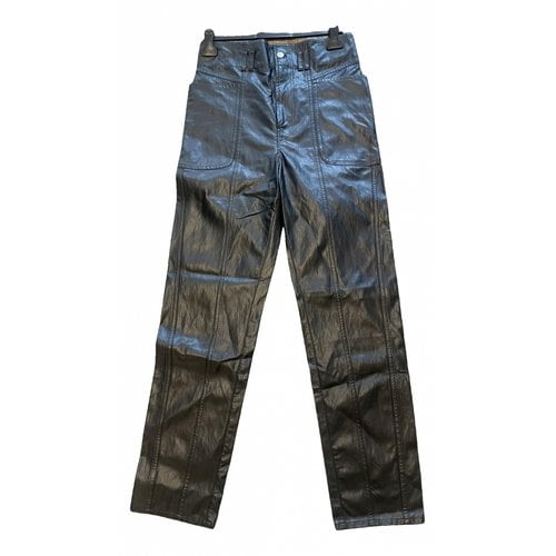 Pre-owned Isabel Marant Vegan Leather Straight Pants In Black
