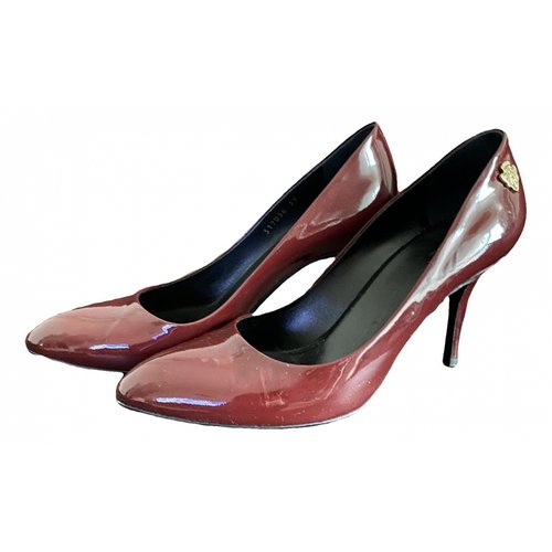 Pre-owned Gucci Patent Leather Ballet Flats In Burgundy
