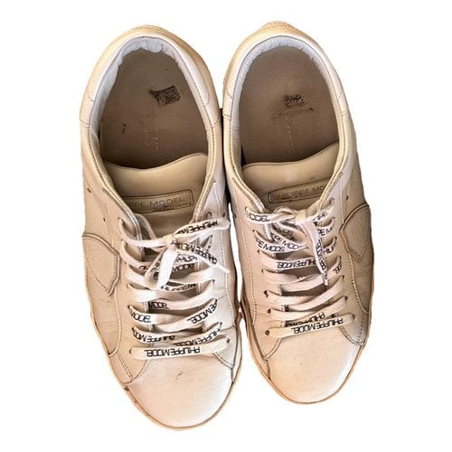 Pre-owned Philippe Model Leather Lace Ups In White