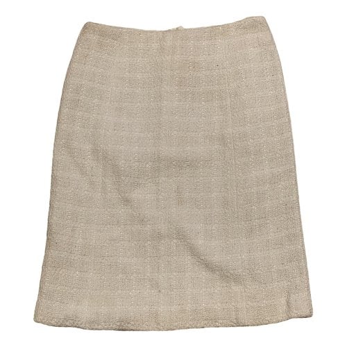 Pre-owned Chanel Tweed Skirt In Ecru