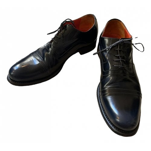 Pre-owned Rodolphe Menudier Leather Lace Ups In Navy