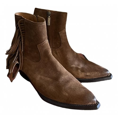 Pre-owned Saint Laurent Lukas Boots In Brown