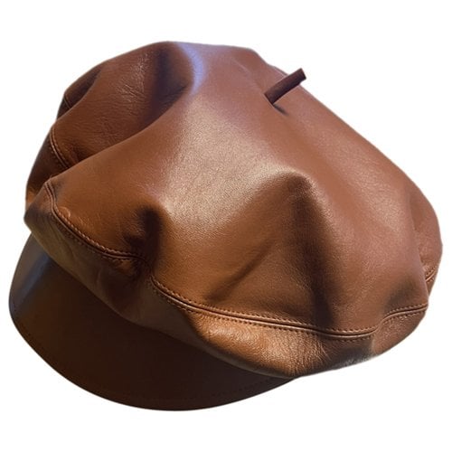 Pre-owned Dior Leather Beret In Brown