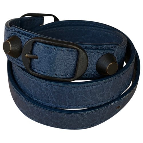 Pre-owned Balenciaga Leather Bracelet In Navy