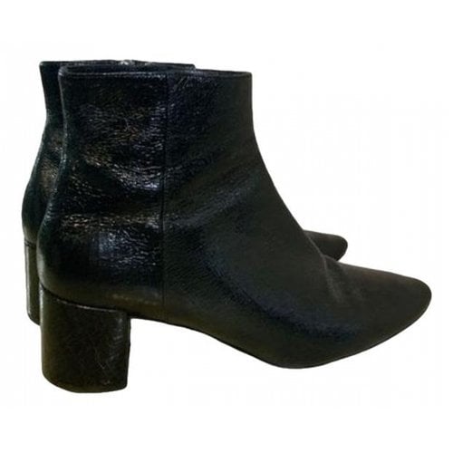 Pre-owned Saint Laurent Lou Leather Boots In Black