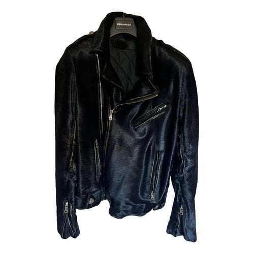 Pre-owned Balmain Leather Jacket In Blue