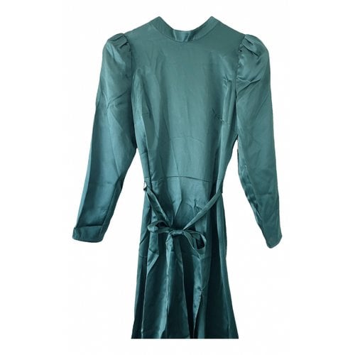 Pre-owned Reformation Silk Mid-length Dress In Green