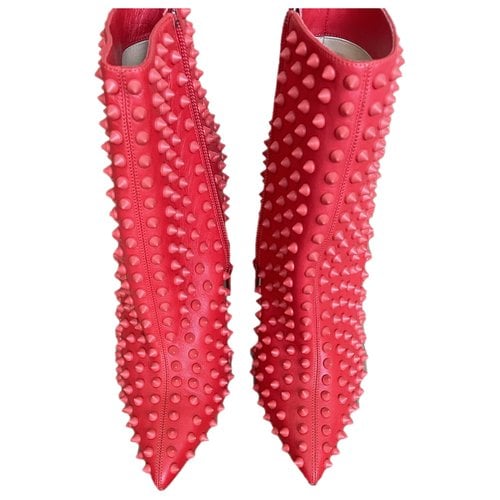 Pre-owned Christian Louboutin Leather Boots In Red