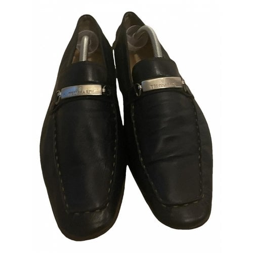 Pre-owned Trussardi Leather Flats In Black