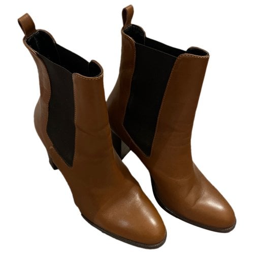 Pre-owned Atelier Mercadal Leather Riding Boots In Camel