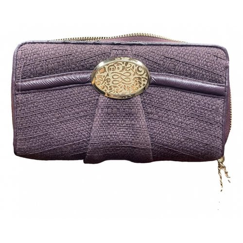 Pre-owned Lancel Tweed Wallet In Purple