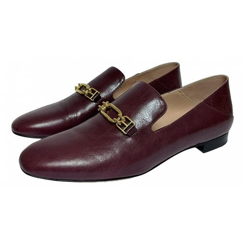 Pre-owned Bally Leather Flats In Burgundy