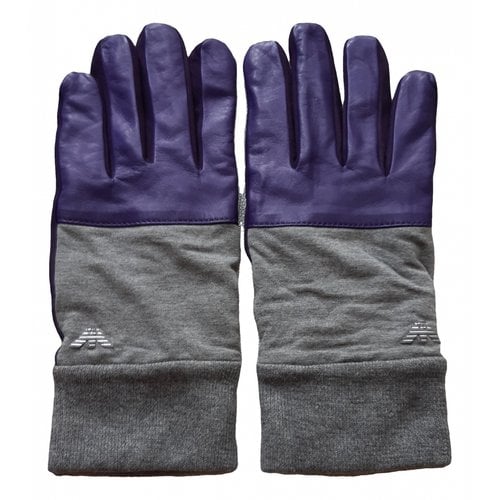 Pre-owned Emporio Armani Leather Gloves In Grey