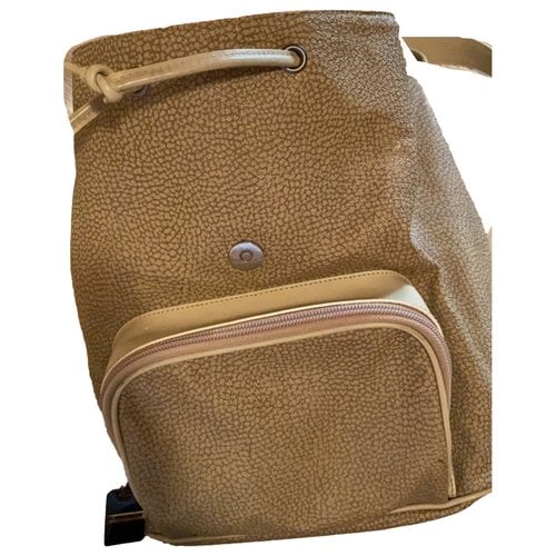 Pre-owned Borbonese Leather Backpack In Beige