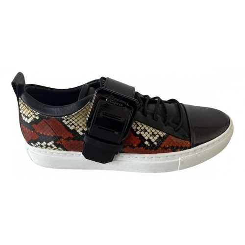 Pre-owned Lanvin Leather Trainers In Black
