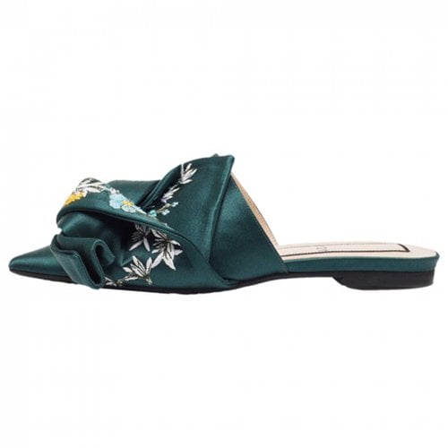 Pre-owned N°21 Cloth Flats In Green