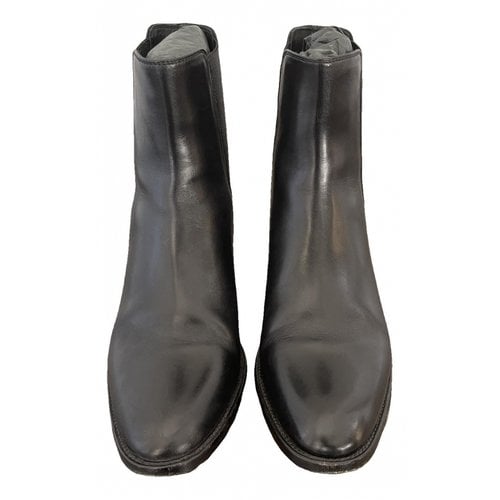 Pre-owned Saint Laurent Leather Western Boots In Black